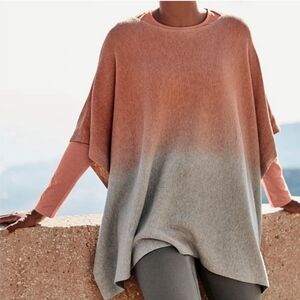 J Jill Sweater Womens One Size Poncho Ombre Knit Cozy Pullover Side Button Top